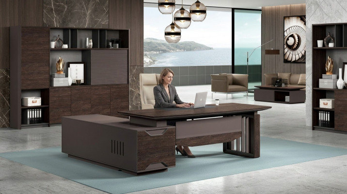Schrijftafel Hoekbureau Kantoor Inrichting Tafel Archiefkast Kast 2-delig.