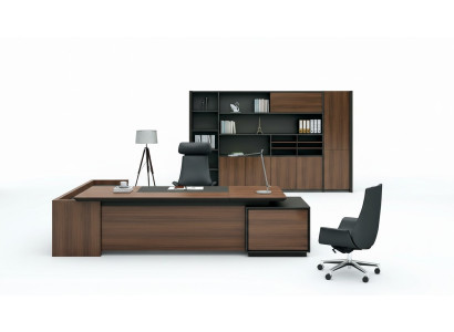 Hoekbureau + kast plank hout 2-delige set kantoorinrichting