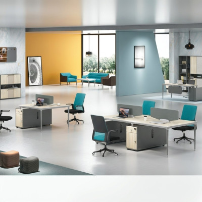 Mebel inrichting uitrusting tafel callcenter 4 werkplekken bureau