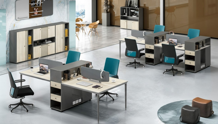 Kantoor meubilair Inrichting Tafels Tafel 4 Werkplekken Bureau Callcenter