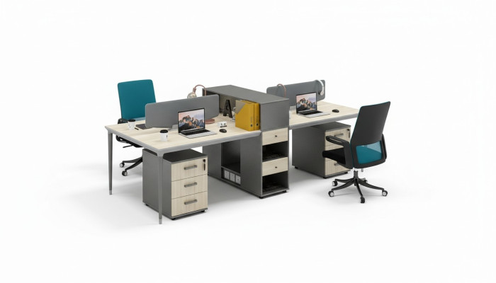 Kantoor meubilair Inrichting Tafels Tafel 4 Werkplekken Bureau Callcenter