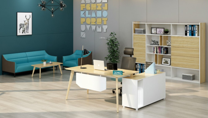 Kantoorinrichting 2-dlg. Chef tafel + archiefkast plank set bureau