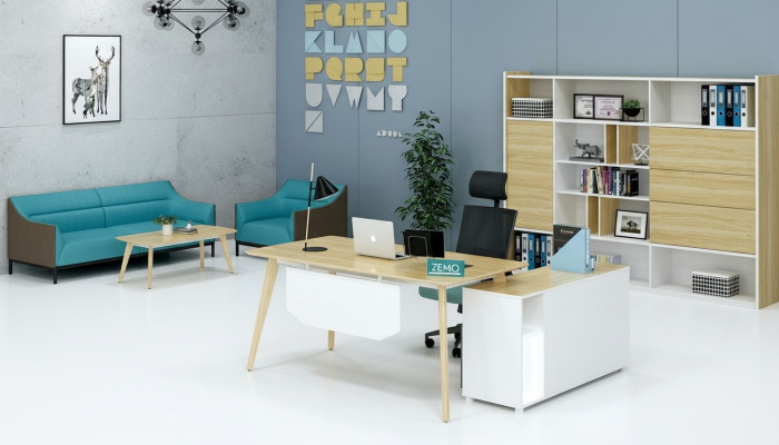 Kantoorinrichting 2-dlg. Chef tafel + archiefkast plank set bureau