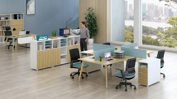 Callcenter 4 werkplekken Bureau Meubilair Inrichting Uitrusting