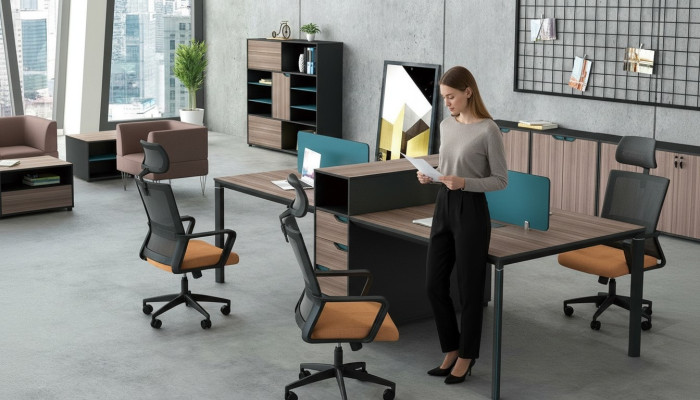 Schrijftafel werkstation tafel 4 werkplekken toonbank houten tafels kantoor