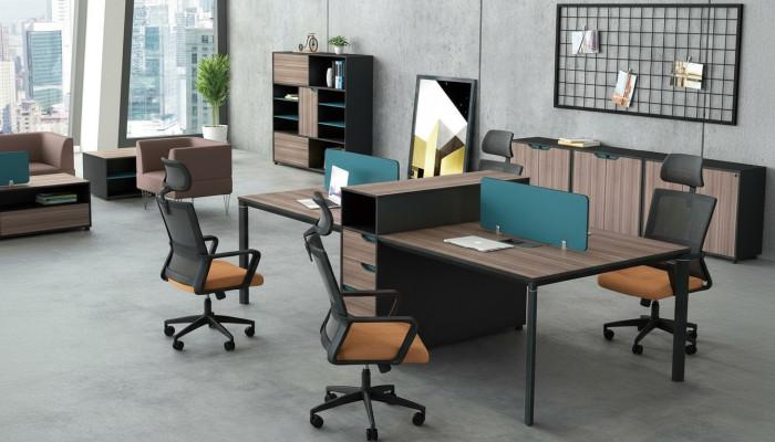 Schrijftafel werkstation tafel 4 werkplekken toonbank houten tafels kantoor