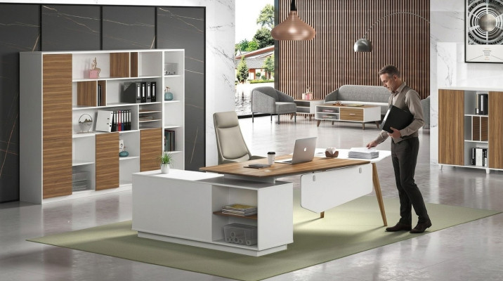 Hoekschrijftafel Werk Schrijf Bureau Tafel Luxe Ontwerper Klasse Meubels
