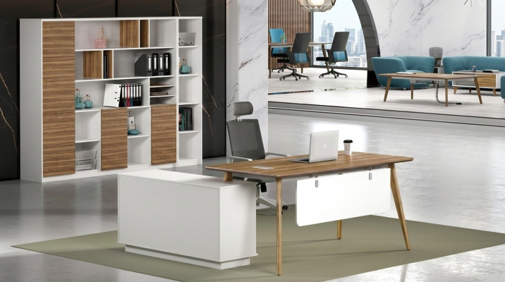 Schrijftafel kantoorset wandplank plank kast 2-delige kantoorruimte