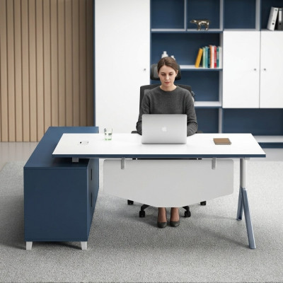 Kantoorinrichting bureau archiefkast meubels bureaus tafels 2-delig.