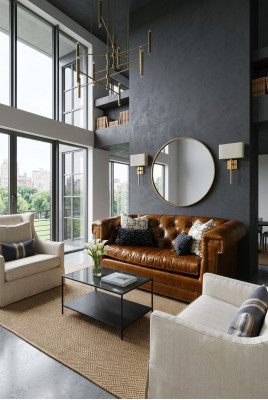 Braun Chesterfield 3-zits Klassieke Luxe Sofa Leren Bank Stijl Drietzits.