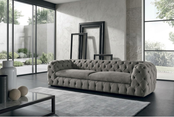 Klassieke driezitsbank Sofa Bekleed 3-zits stofstoffering Chesterfield