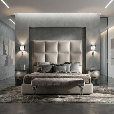 Tweepersoonsbed Bedtextiel Ontwerper Echtelijke moderne bedslaapkamer bekleding textiel