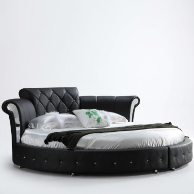 Luxueus Chesterfield bed ontwerp Ronde bekleding Klassiek rond bed Leer Fluweel
