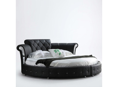 Luxueus Chesterfield bed ontwerp Ronde bekleding Klassiek rond bed Leer Fluweel