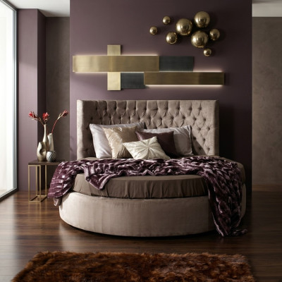 Ronde Chesterfield luxe ronde bed klassiek hotel fluweel textiel lederen bedden nieuw