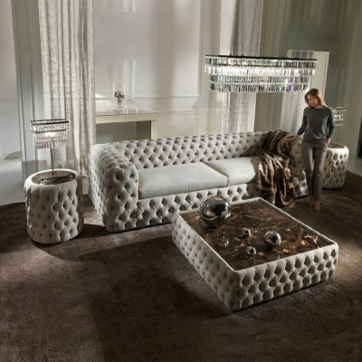 Klassieke driezitsbank Woonkamer Bankstel Bank 3 zits Leren bankstel 240 cm Nieuw