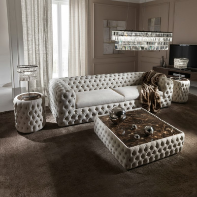 Klassieke driezitsbank Woonkamer Bankstel Bank 3 zits Leren bankstel 240 cm Nieuw