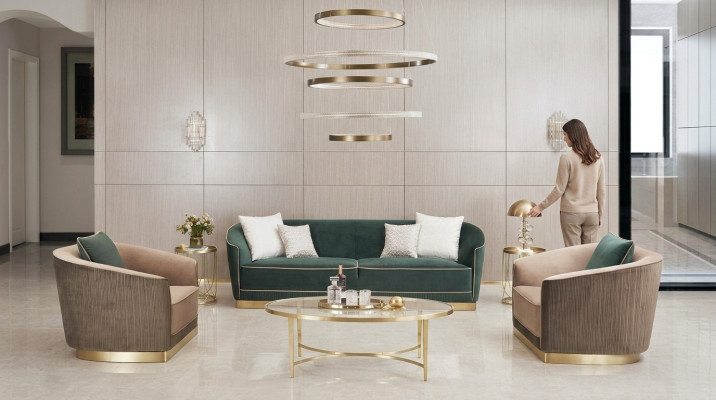 Klassiek woonkamerbankstel bank zitgroep gestoffeerde banken sofa