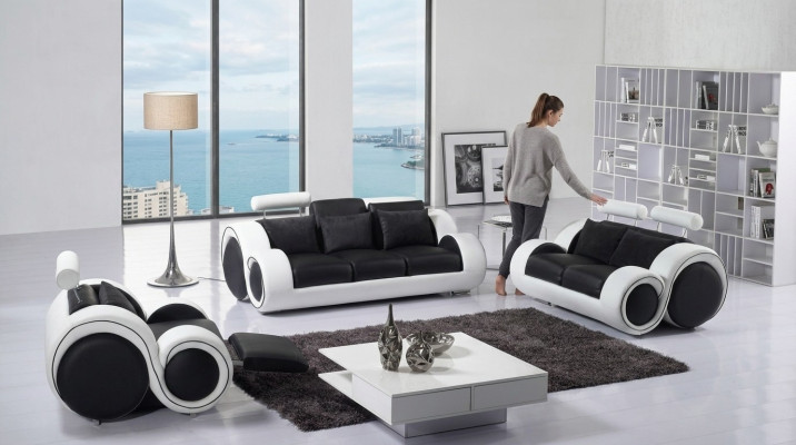 Ledersofa Bank Bankstel Nieuw 3+2 zits set Design Modern Bankstel.