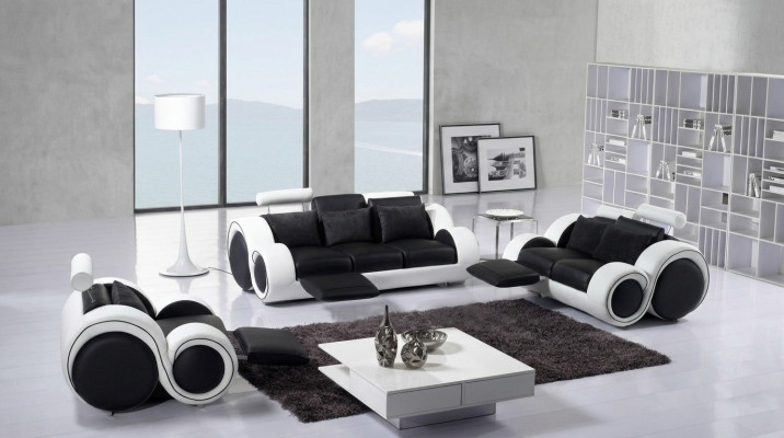 Ledersofa Bank Bankstel Nieuw 3+2 zits set Design Modern Bankstel.
