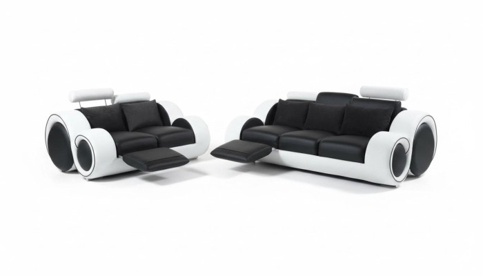 Ledersofa Bank Bankstel Nieuw 3+2 zits set Design Modern Bankstel.