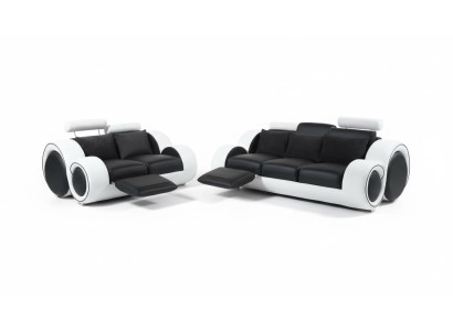 Ledersofa Bank Bankstel Nieuw 3+2 zits set Design Modern Bankstel.