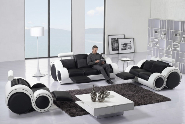 Bankstel 3+2+1 Relaxfunctie Zitbank Bankstellen Lederen Bankstellen