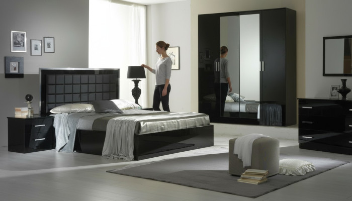Ontwerp slaapkamer 6-delig. Complete slaapkamerset Bed Nachtkastje Commode Nieuw