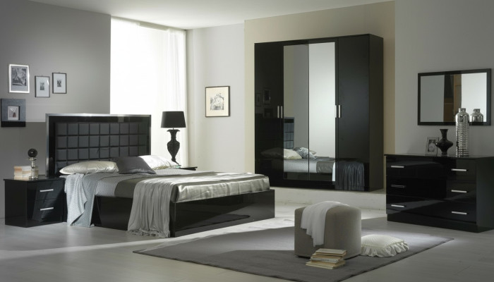 Ontwerp slaapkamer 6-delig. Complete slaapkamerset Bed Nachtkastje Commode Nieuw