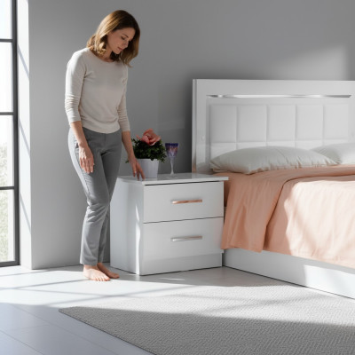 Ontwerp nachtkastje console metaal glans tafels consoles slaapkamer bijzettafel