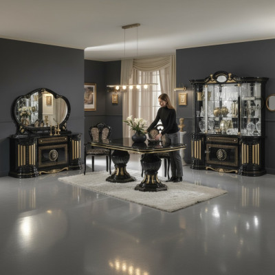Klassieke design eettafel tafel Italiaanse stijl meubels Tafels Zwart Goud