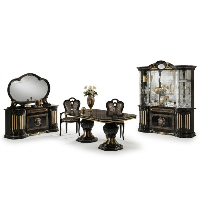 Klassieke design eettafel tafel Italiaanse stijl meubels Tafels Zwart Goud