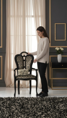 Houten stoel eetkamerstoel ontwerper textiel Koninklijke stoelen fauteuils Italië meubels