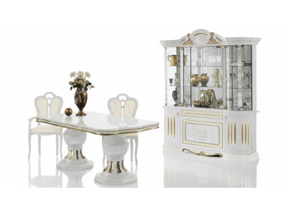 Eetkamer compleet set tafel dressoir set vitrine hout barok vitrines 2-delig
