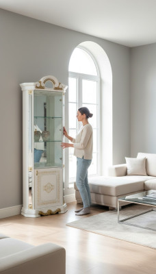 Luxe etalage hoekvitrine glazen kast modern meubel rek klassiek ITALIË