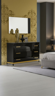 Hoge glans dressoir dressoir kast hout spiegel dressoir console consoles 2-delig