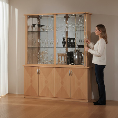 Klassieke vitrinekast Italiaans meubilair kasten meubels vitrines beuken nieuw