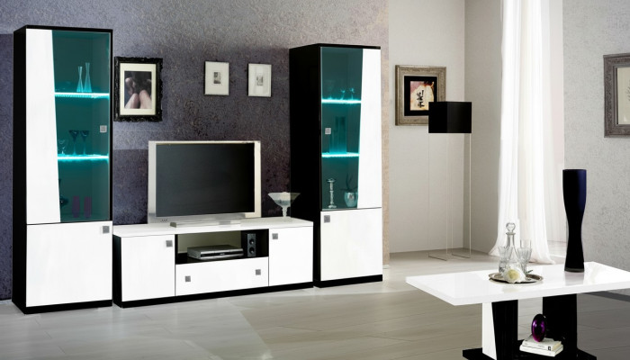 Moderne woonkamer wandvitrine dressoir RTV-rek muurkast 3-delig nieuw
