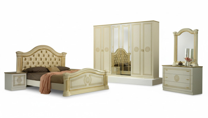 Design slaapkamer 3-delig. Bed 2x nachtkastje Klassieke luxe beddenset meubels