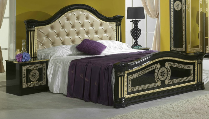 Slaapkamer 3-delige set Bed 2x Nachtkastje Console Bedden Chesterfield Bekleding
