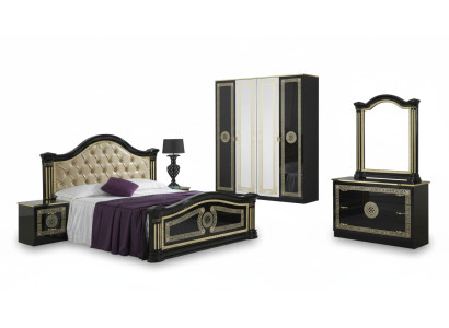 Slaapkamerset in moderne stijl, inclusief bed, nachtkastje, commode en bedmeubelen. 6-delige set, nieuw.