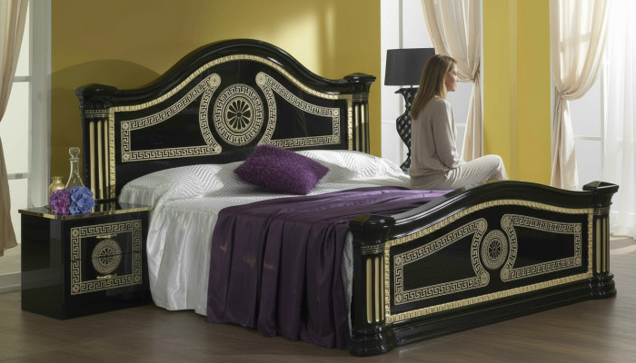 Bed Padding Design Luxury Wood Double Hotel Beds Marriage Sleeping Room Textile Gold