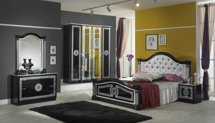 Bed 2x Nightstand 3-piece Bedroom Set Design Luxury Bedroom Chesterfield