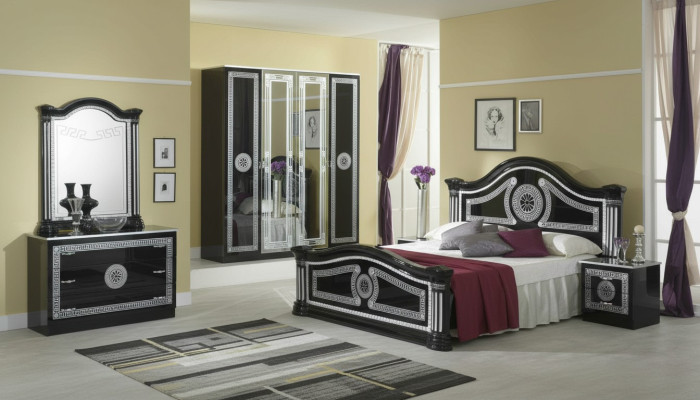 Slaapkamer Compleet Set Koninklijke Stijl Modern Bed Nachtkastje 6-delig Nieuw