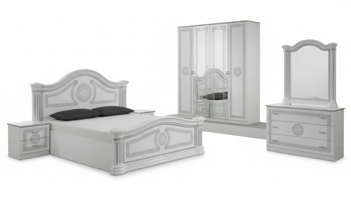 Ontwerp slaapkamer 3-delige set. Bed 2x nachtkastje Klassieke luxe beddenset meubels