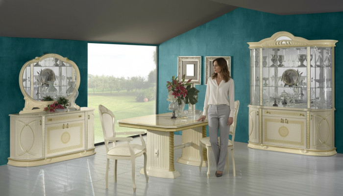 Eetkamer set vitrine eettafel meubel set tafel groep 4-delige set compleet barok