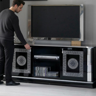 Zwart tv-standaard RTV-kast Lowboard meubilair tv-tafel design tv-kast