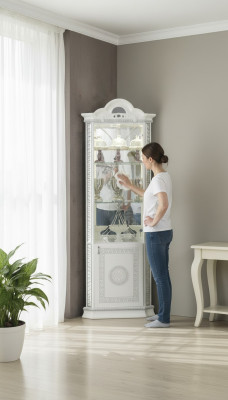 Hoekkast luxe vitrine vitrines kast houten kasten Italiaanse stijl meubels.