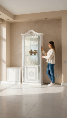 Hoogwaardige vitrinekasten Luxe kast Hout Italiaanse stijl meubels Glas Nieuw