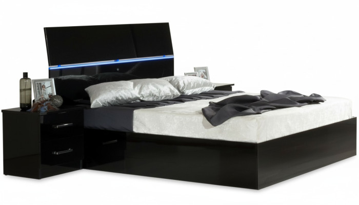 Ontwerp slaapkamer 3-delige set Bed 2x nachtkastje Luxe beddenset Meubels LED-verlichting